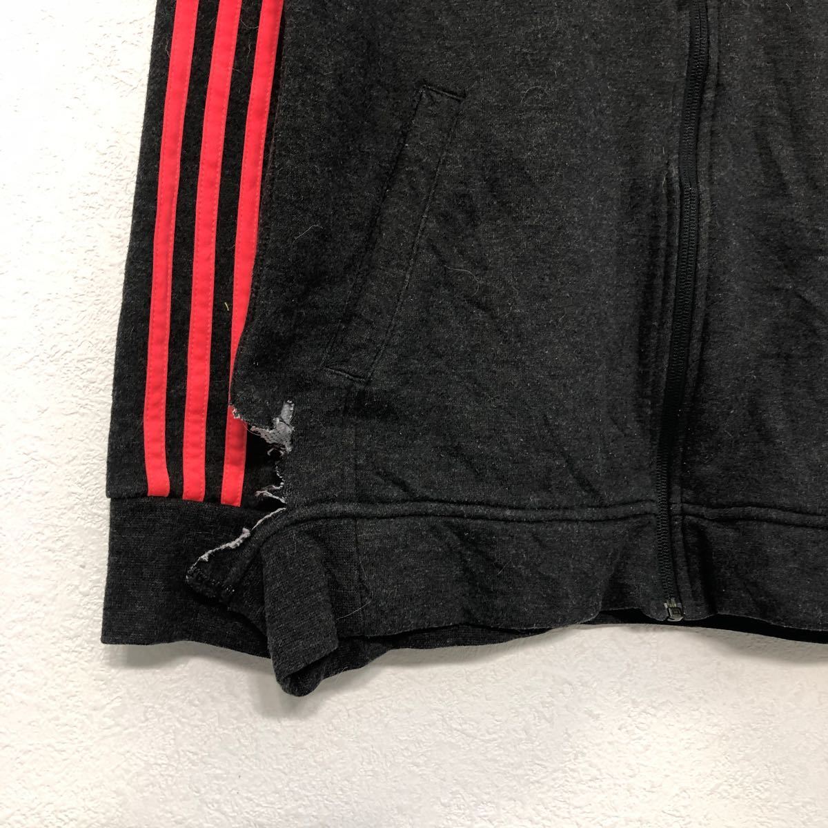 adidas プリント スウェット パーカー L ブラック レッド アディダス ユース ジップアップ 古著卸 アメリカ仕入 a601-5954