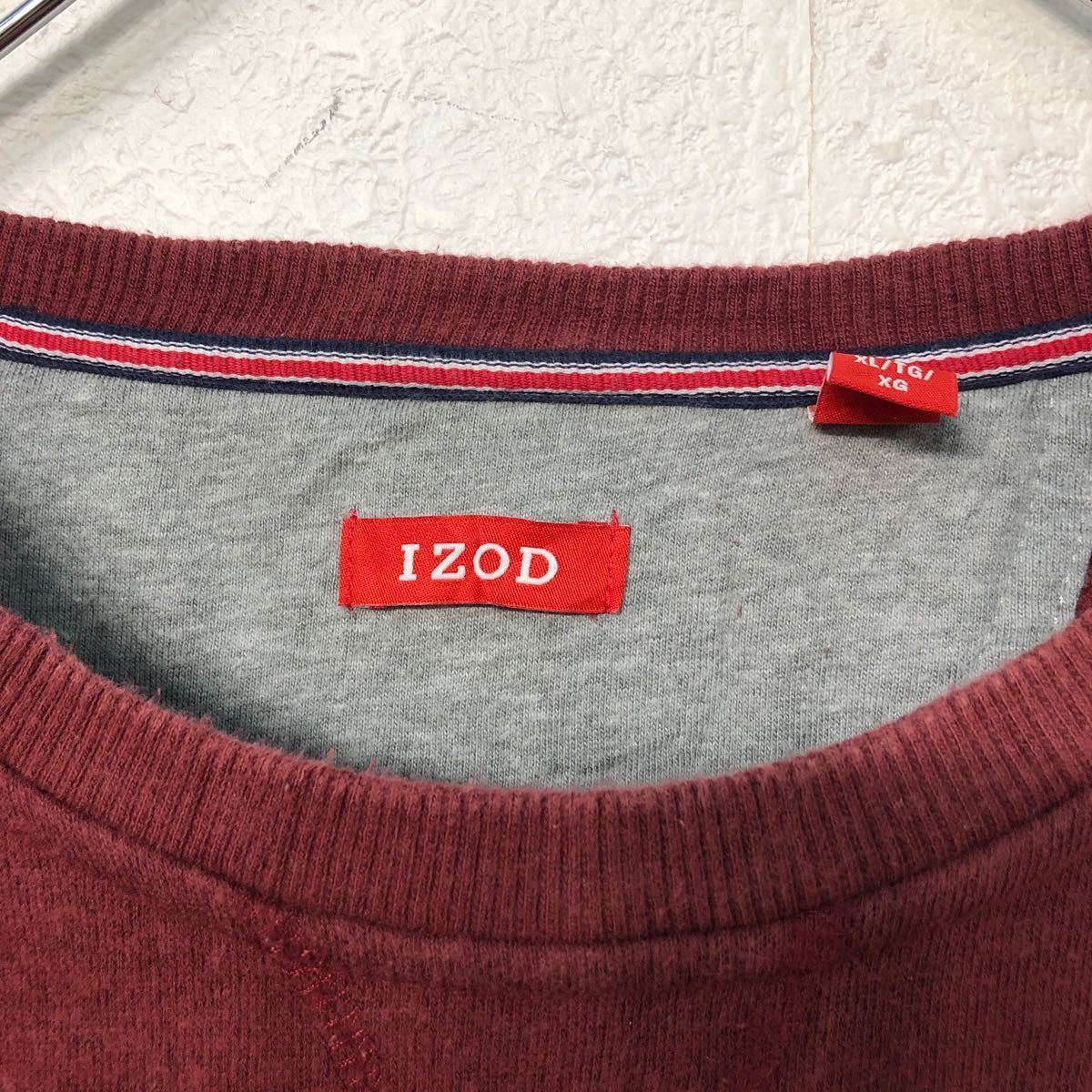 IZOD ロゴ スウェット トレーナー XL アイゾッド ボルドー ブラウン 裏起毛 古着卸 アメリカ仕入 a601-5691_画像8