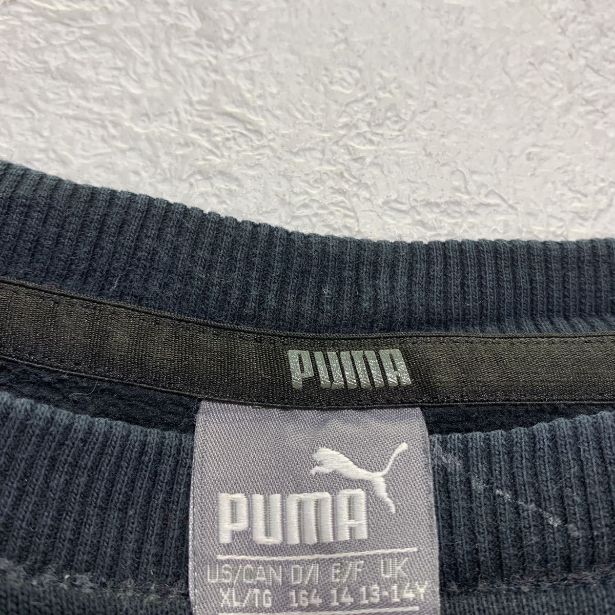 PUMA ロゴ スウェット トレーナー キッズ XL 160～ ブラック ホワイト プーマ 裏起毛 古着卸 アメリカ仕入 a601-5900_画像7