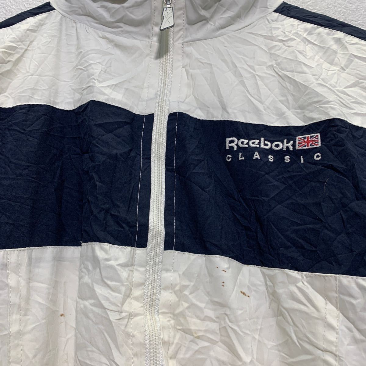 Reebok ジップアップ ナイロンジャケット XS ホワイト ネイビー リーボック ロゴ ブルゾン 古着卸 アメリカ仕入 a601-6831_画像4