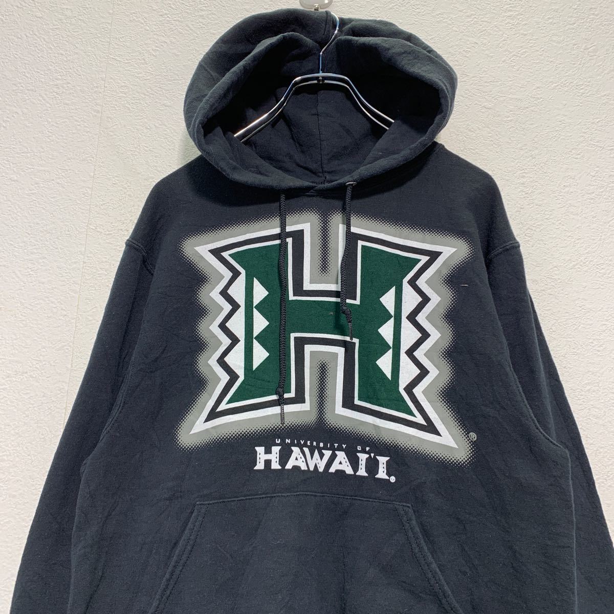 JERZEES ロゴ スウェット パーカー S ブラック ジャージーズ UNIVERSITY OF HAWAII 裏起毛 古着卸 アメリカ仕入 a601-5976_画像2