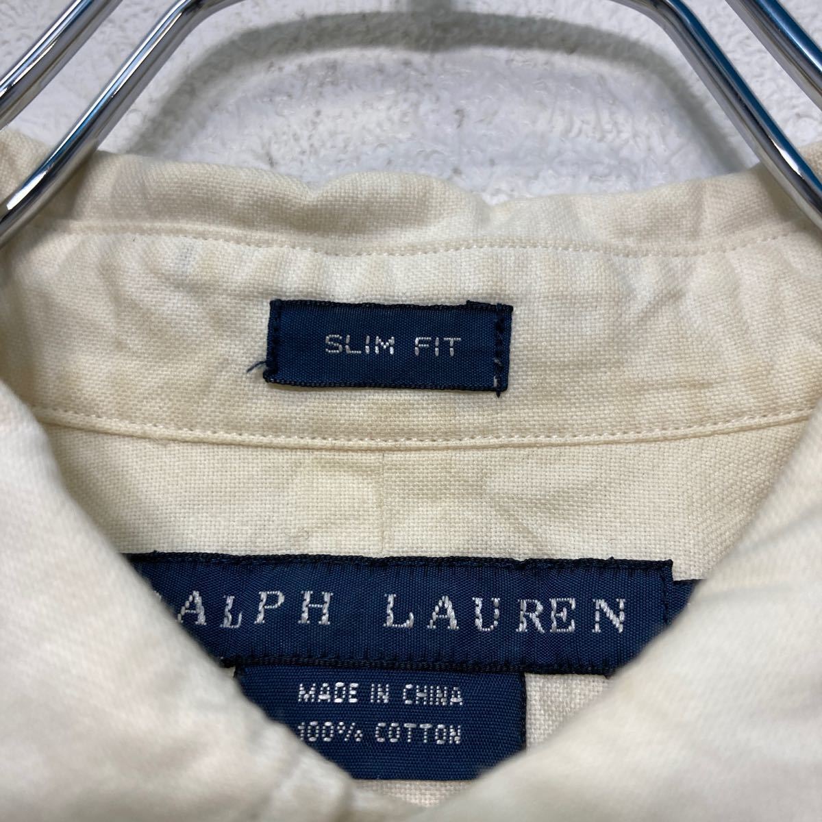 RALPH LAUREN 長袖 無地 シャツ 8 M～ レディース ホワイト ラルフローレン ボタンダウン ロゴ 古着卸 アメリカ仕入 a601-6793_画像9