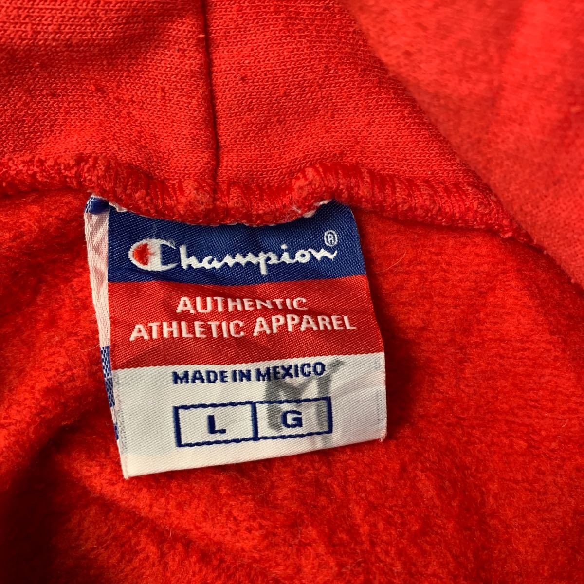 Champion プリント スウェット パーカー L レディース レッド チャンピオン メキシコ製 裏起毛 古着卸 アメリカ仕入 a602-6347_画像9