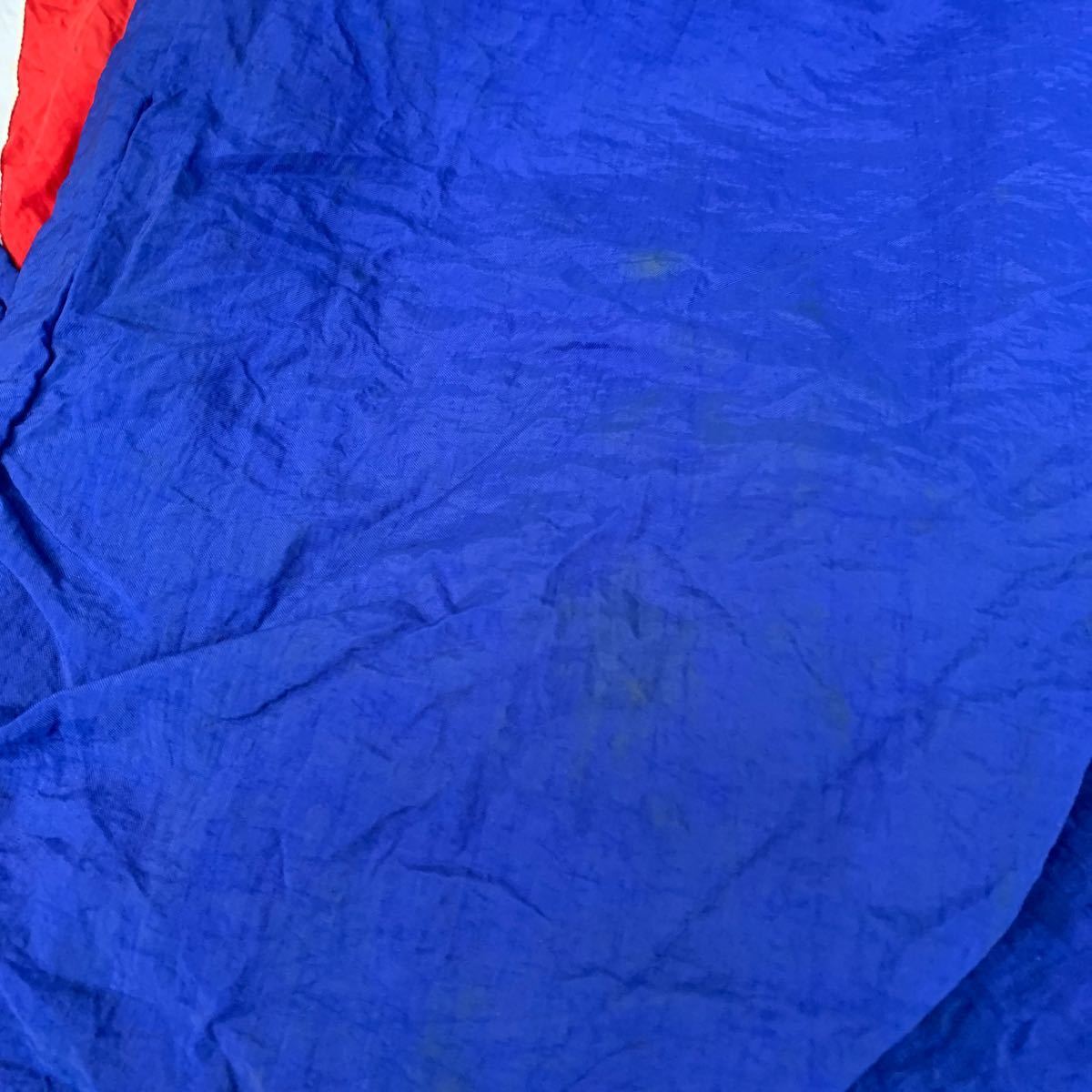 ジップアップ ジャケット M ブルー レッド ホワイト 切替 フード収納 ブルゾン ポリエステル 古着卸 アメリカ仕入 a602-6230_画像7