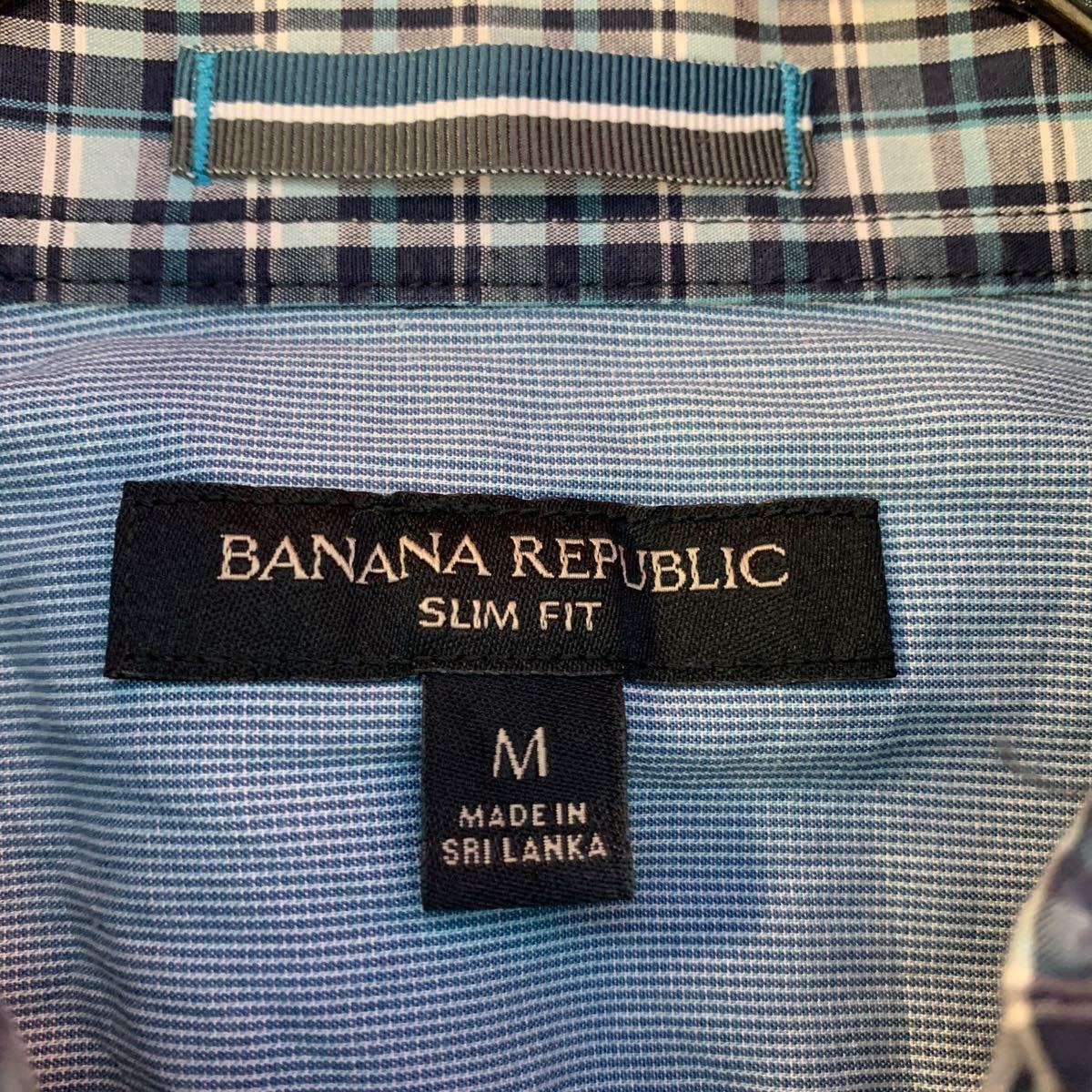 BANANA REPUBLIC 長袖 チェックシャツ M ネイビー バナナリパブリック スリムフィット 2ポケット 古着卸 アメリカ仕入 a602-6085_画像7