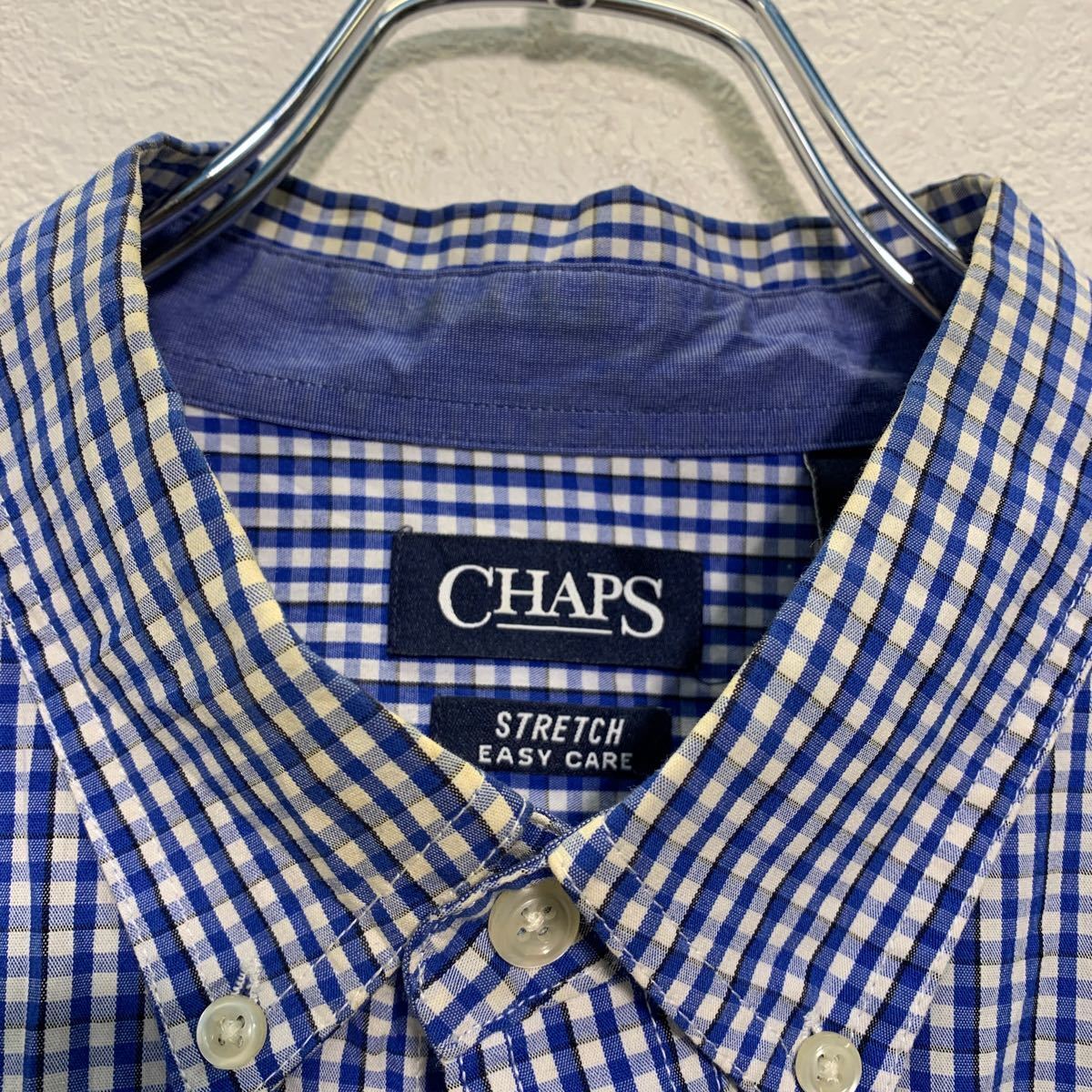 CHAPS 長袖 チェック シャツ XL ブルー ホワイト チャップス ビッグサイズ ボタンダウン ギンガム 古着卸 アメリカ仕入 a602-6051_画像4