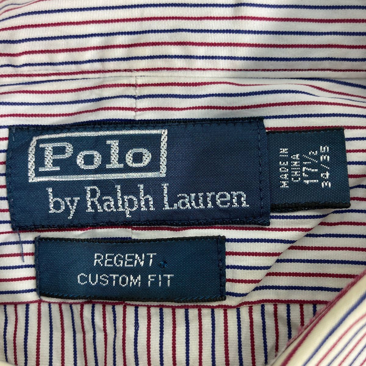 POLO Ralph Lauren 長袖 ストライプシャツ XL ホワイト レッド ブルー ラルフローレン ビッグサイズ 古着卸 アメリカ仕入 a602-6340_画像8