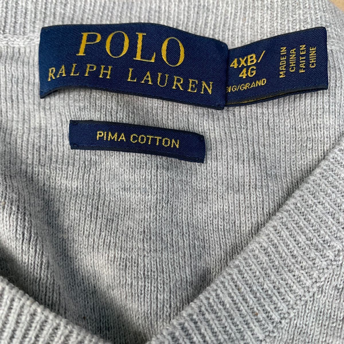POLO RALPH LAUREN ニット セーター ベスト 4XL グレー ポロラルフローレン ビッグサイズ ワンポイント 古着卸 アメリカ仕入 a602-5634_画像9