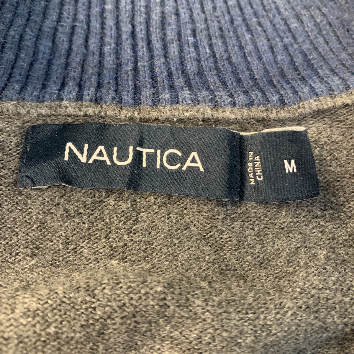 NAUTICA ハーフジップ スウェット トレーナー M グレー ノーティカ ワンポイント ロゴ ハイネック 古着卸 アメリカ仕入 a602-5816_画像7