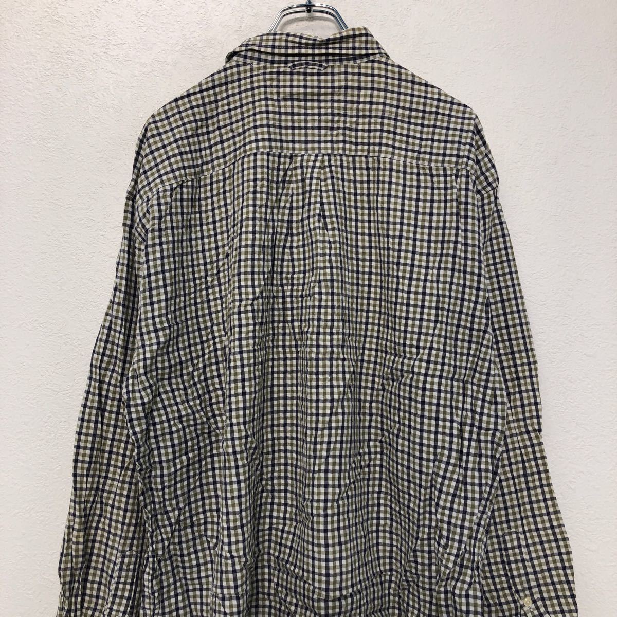 TOMMY HILFIGER 長袖 チェックシャツ XL グリーン ネイビー ホワイト トミーヒルフィガー ロゴ 古着卸 アメリカ仕入 a602-5066_画像5