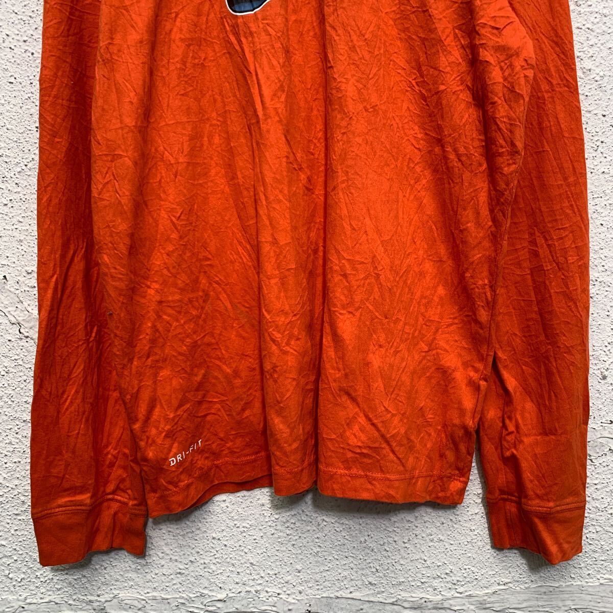 NIKE 長袖 プリントTシャツ M オレンジ ナイキ クルーネック ドライフィット 古着卸 アメリカ仕入 a603-5959_画像3