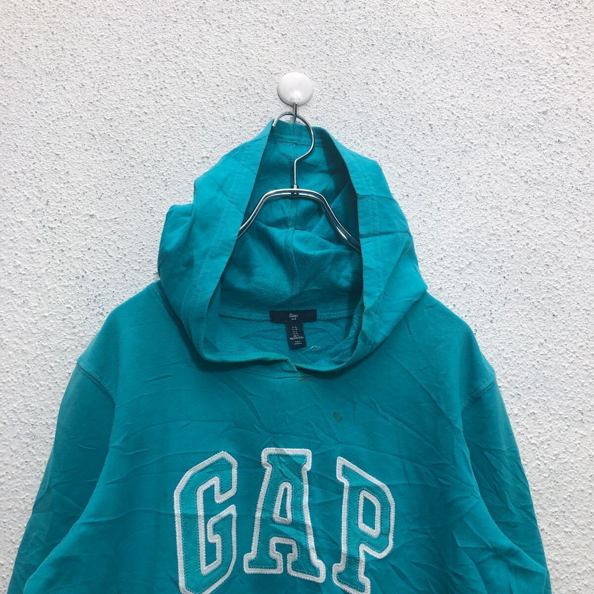 GAP ロゴ スウェット パーカー L ギャップ ライトグリーン ホワイト プルオーバー オールド 古着卸 アメリカ仕入 a603-6760_画像2