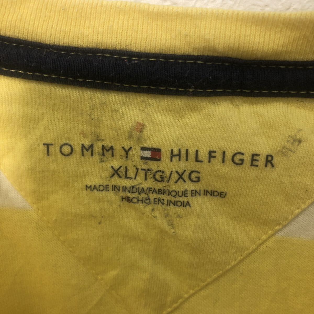 TOMMY HILFIGER 半袖 ロゴ Tシャツ XL トミーヒルフィガー ホワイト イエロー ビッグサイズ 古着卸 アメリカ仕入 a603-6819_画像7