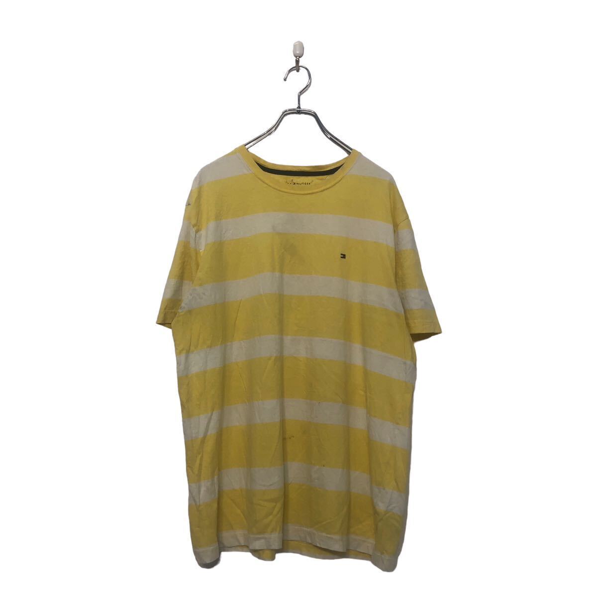 TOMMY HILFIGER 半袖 ロゴ Tシャツ XL トミーヒルフィガー ホワイト イエロー ビッグサイズ 古着卸 アメリカ仕入 a603-6819_画像1