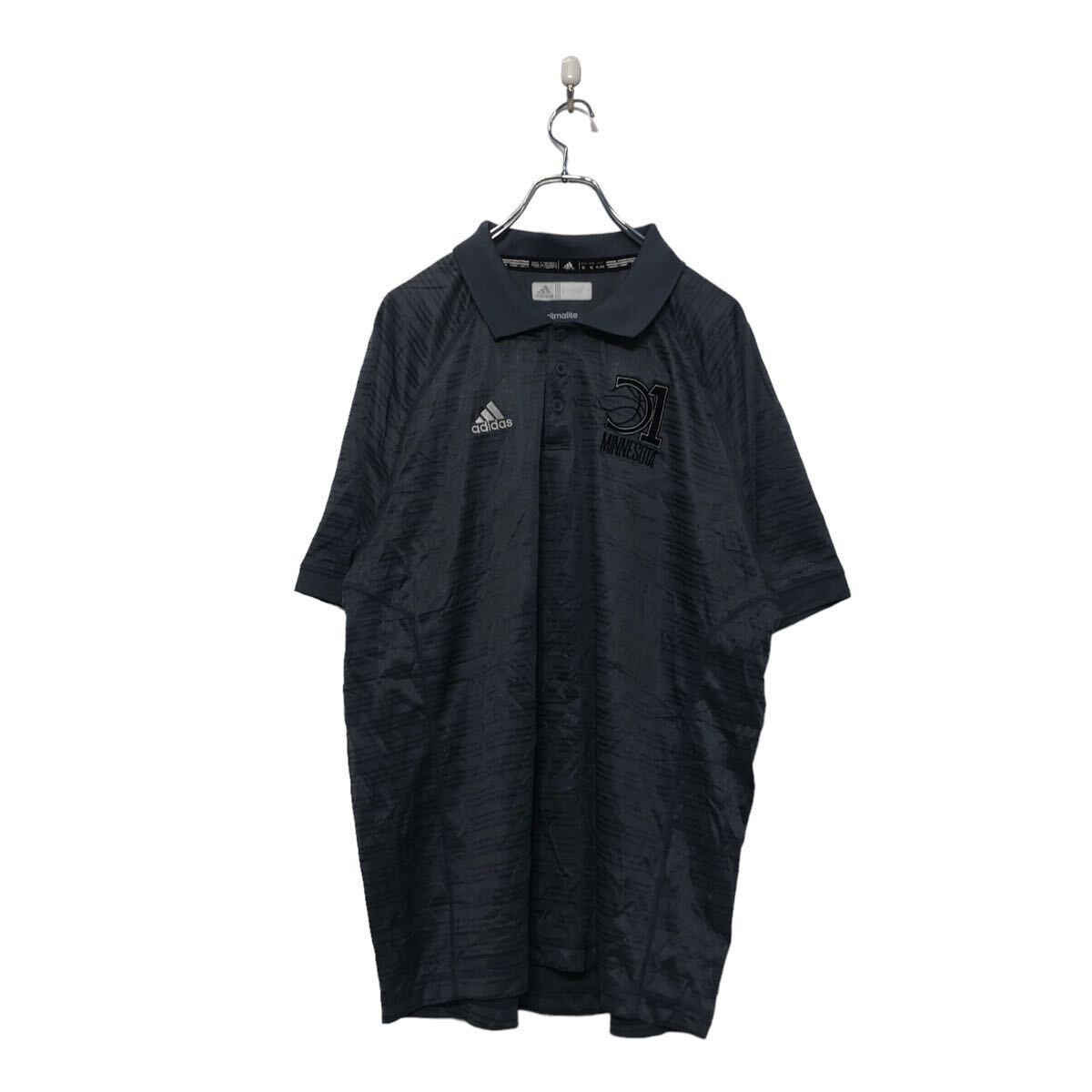 adidas 半袖 ポロシャツ XL アディダス グレー ブラック 刺繍 ボーダー ラグラン ビッグサイズ 古着卸 アメリカ仕入 a603-6740_画像1