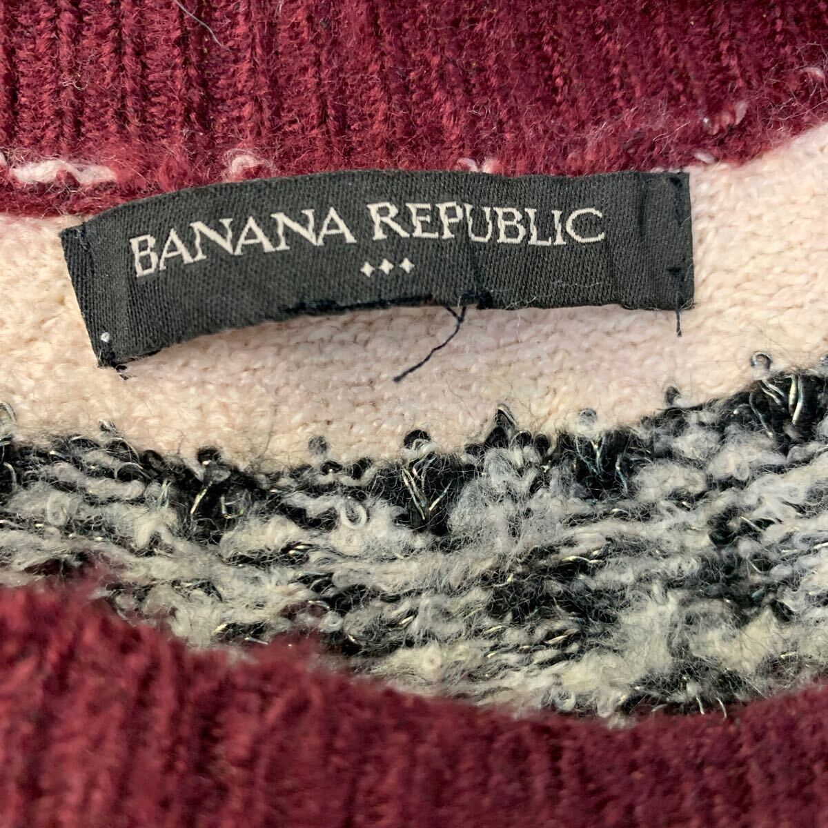 BANANA REPUBLIC ニット セーター XL レディース バナナリパブリック バーガンディ ベージュ ラメ 古着卸 アメリカ仕入 a603-6069_画像8