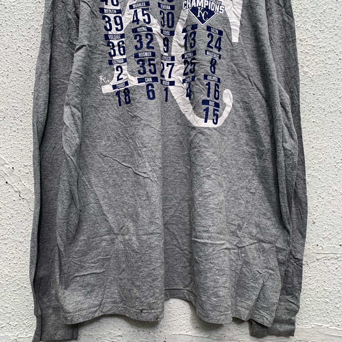 NIKE 長袖 プリントTシャツ 2XL グレー ナイキ ビッグサイズ 2015 ワールドシリーズ ロンT ロングTシャツ 古着卸 アメリカ仕入 a603-6030_画像6