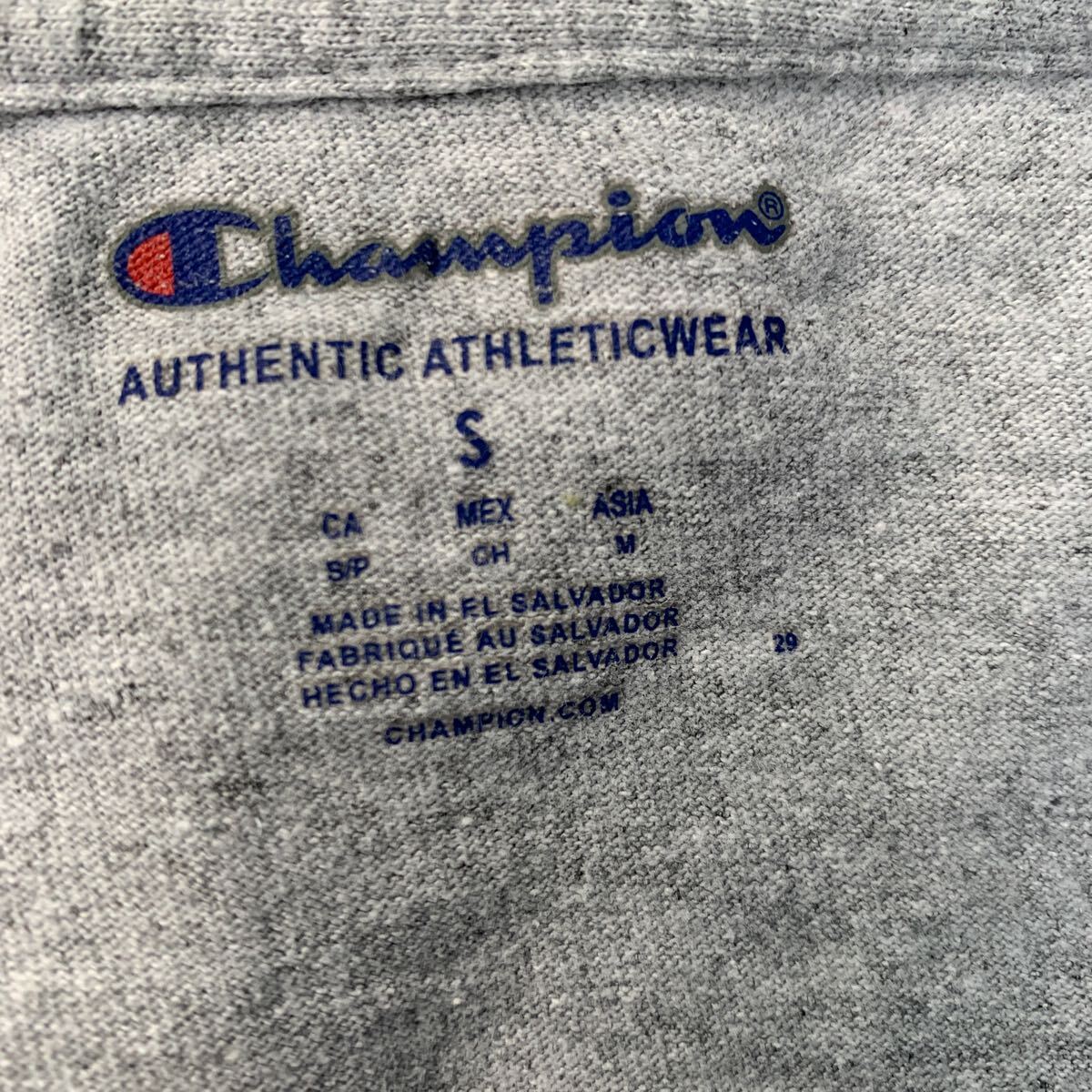 Champion 長袖 プリントTシャツ S グレー チャンピオン クルーネック ロンT ロングTシャツ 袖ロゴ 古着卸 アメリカ仕入 a603-5794_画像7