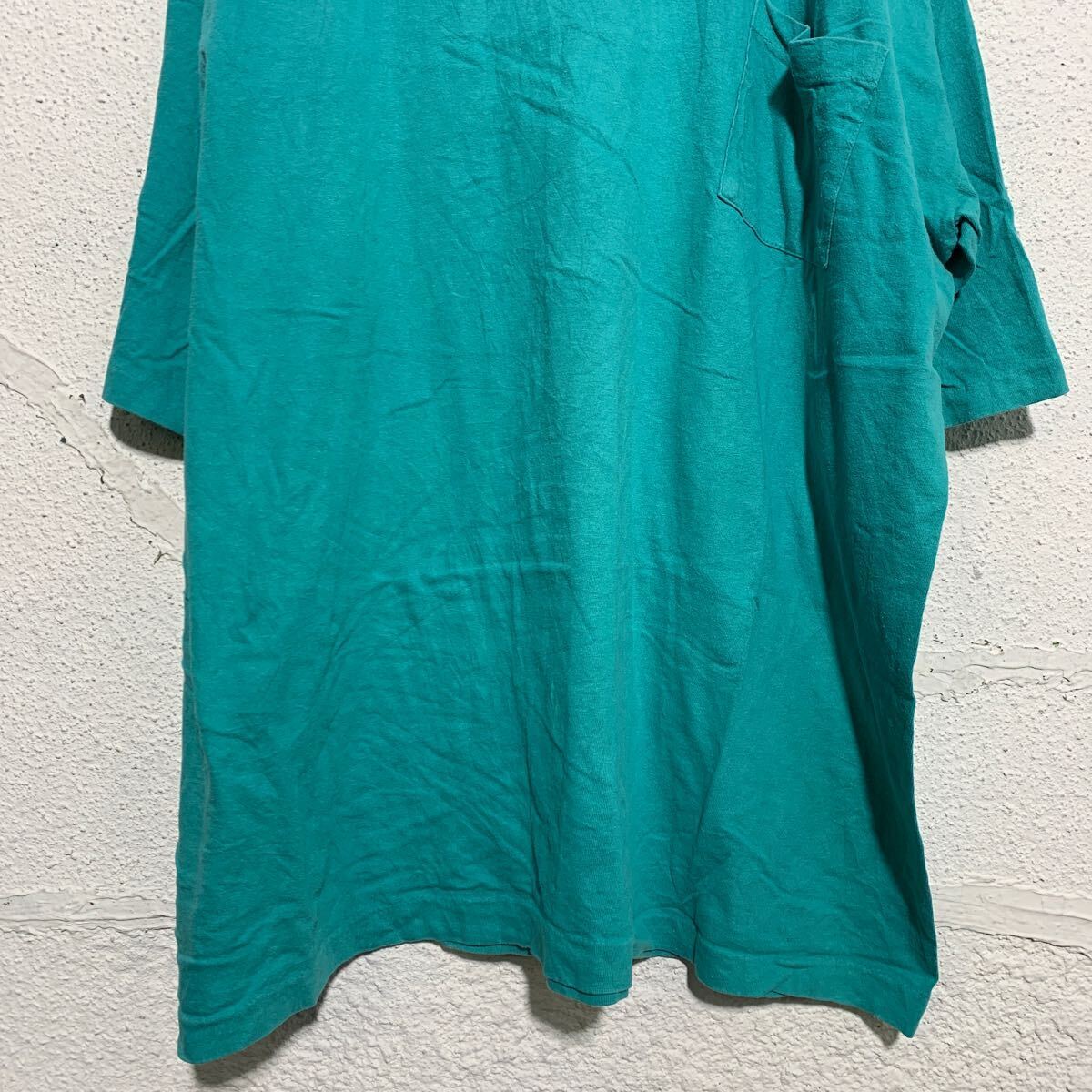 半袖 無地Tシャツ 3XL～ ミントグリーン ビッグサイズ クルーネック 胸ポケット 古着卸 アメリカ仕入 a603-5676_画像3