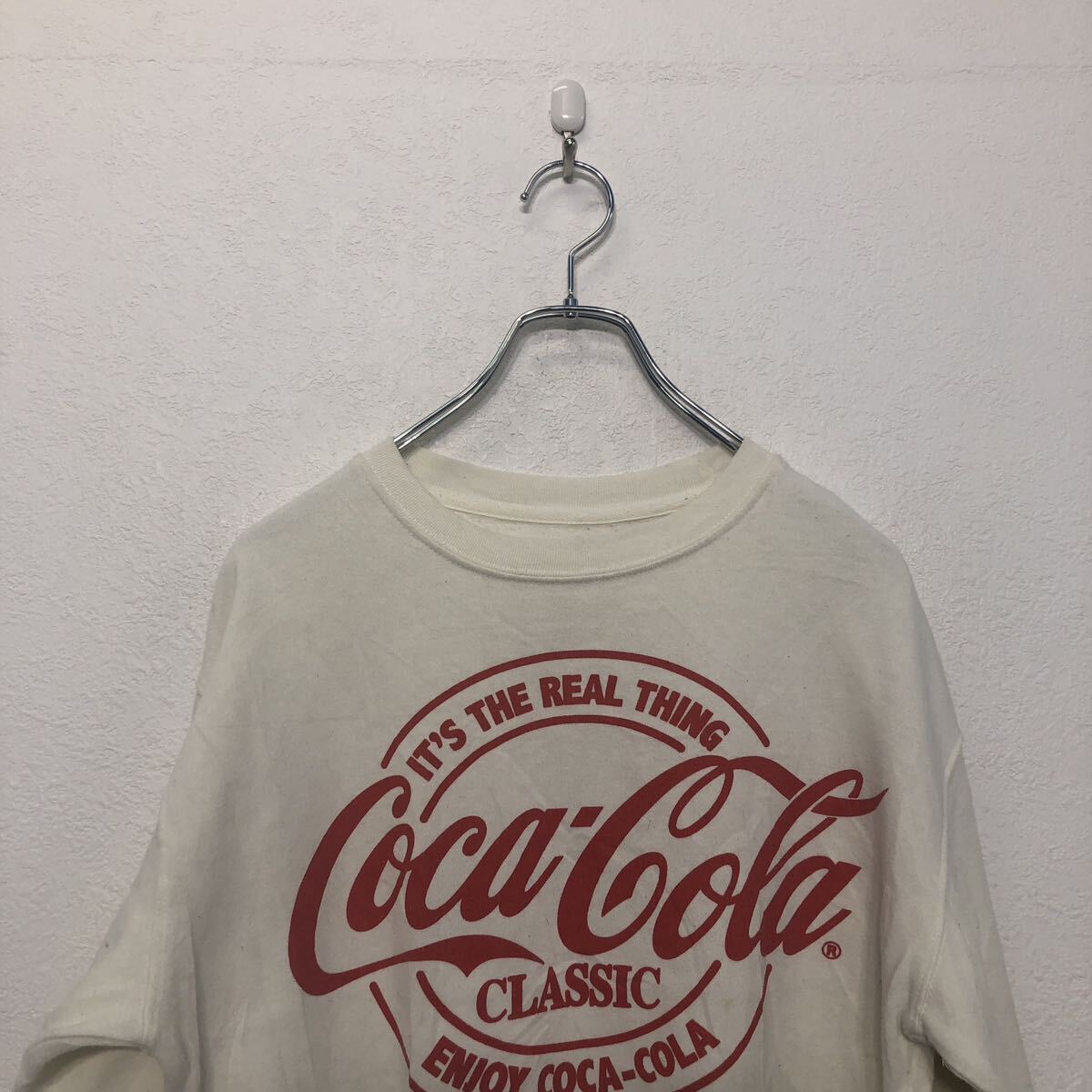 Coca-Cola ロゴ スウェット トレーナー S ホワイト レッド コカコーラ 裏起毛 古着卸 アメリカ仕入 a603-5820_画像2