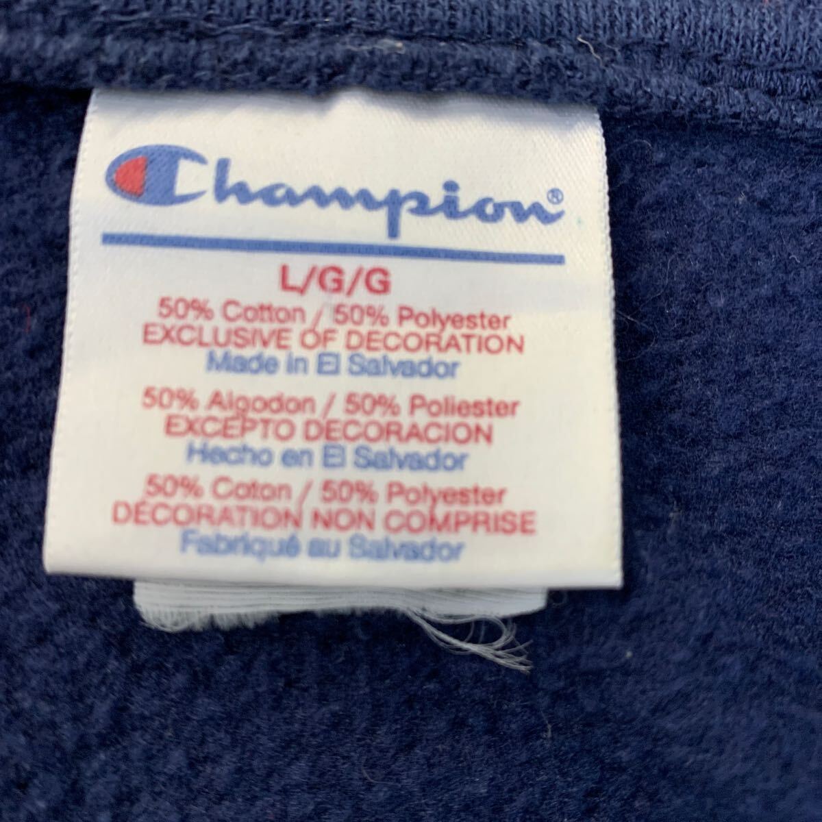 Champion Vネック ロゴスウェット トレーナー L ネイビー チャンピオン 裏起毛 無地 刺繍ロゴ 古着卸 アメリカ仕入 a603-5668_画像8