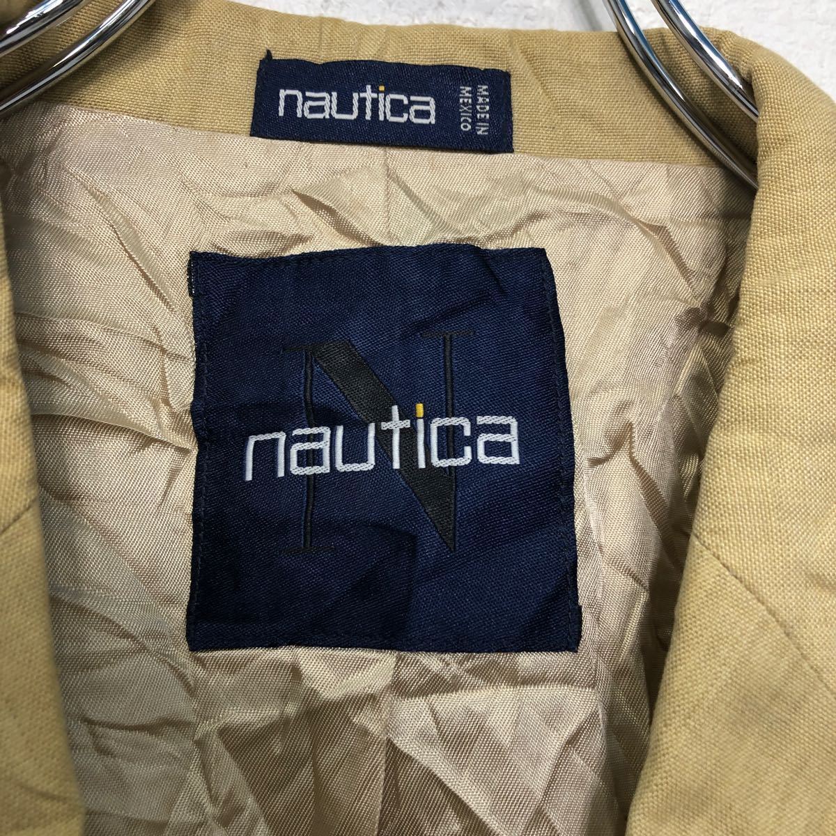 NAUTICA テーラードジャケット イエロー XL位 ノーティカ リネンコットン 古着卸 アメリカ仕入 a603-5238_画像4
