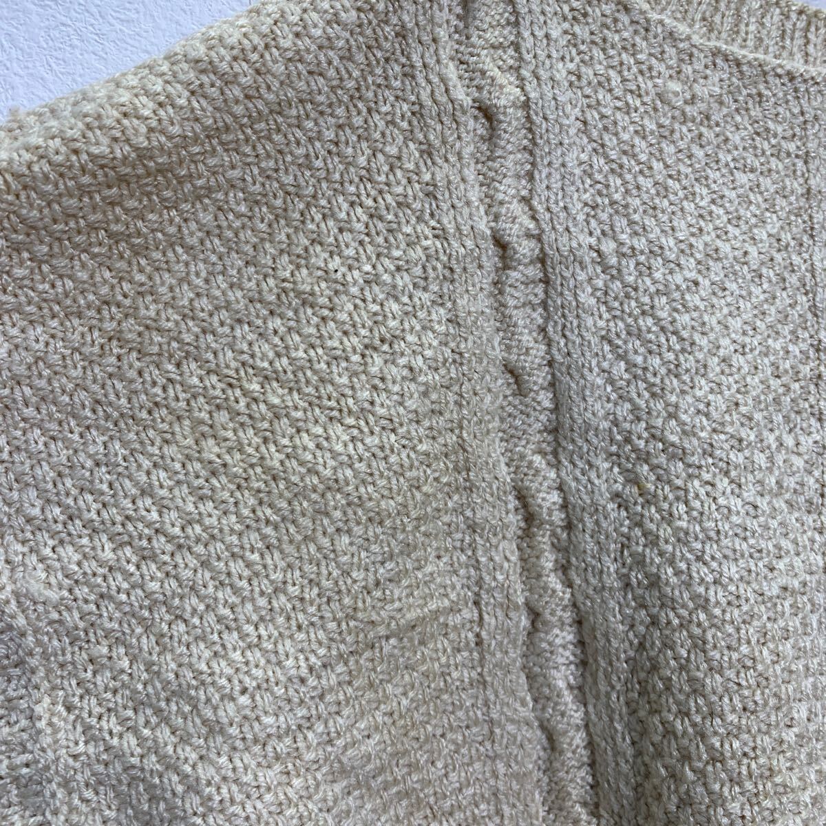 柄編み ニット セーター XL～ アイボリー ビッグサイズ 厚手 ハンドメイド 古着卸 アメリカ仕入 a603-6350_画像4