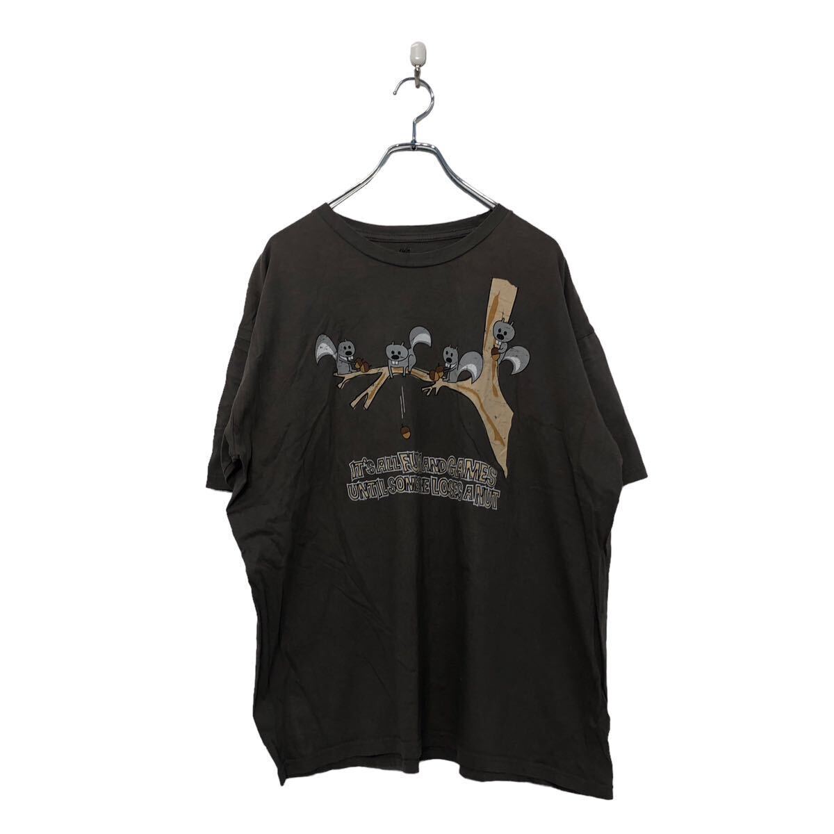 INK 半袖 プリント Tシャツ XL グレージュ グレー アニマル リス ビッグサイズ 古着卸 アメリカ仕入 a603-6733_画像1