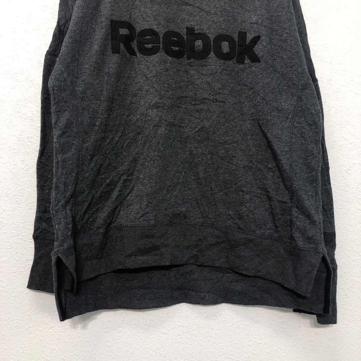 Reebok ロゴ スウェット トレーナー M リーボック ブラック ダークグレー 刺繍 シンプル 裏起毛 古着卸 アメリカ仕入 a603-6346_画像3