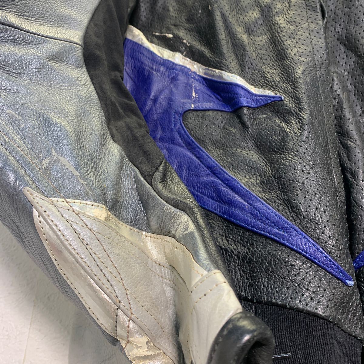 Searbok кожа костюм для гонок 46 черный голубой серебряный Biker костюм мотоцикл б/у одежда . America скупка a603-5223