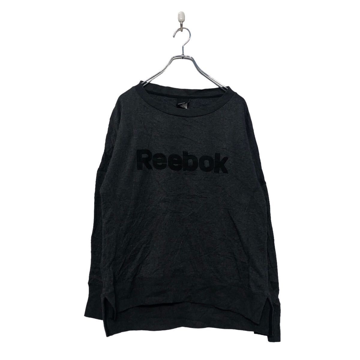 Reebok ロゴ スウェット トレーナー M リーボック ブラック ダークグレー 刺繍 シンプル 裏起毛 古着卸 アメリカ仕入 a603-6346_画像1