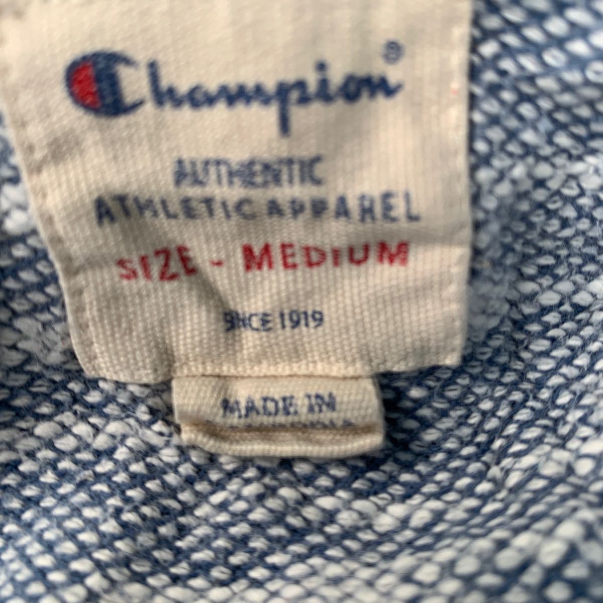 Champion 長袖 ラグランTシャツ M ブルー ホワイト チャンピオン ロンT ロングTシャツ ツイード風 古着卸 アメリカ仕入 a603-5194_画像7