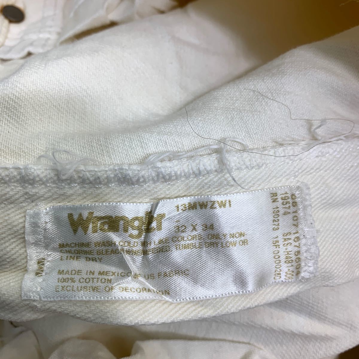 Wrangler デニムパンツ W32 ラングラー 13MWZ ホワイト コットン メキシコ製 古着卸 アメリカ仕入 2403-225_画像10