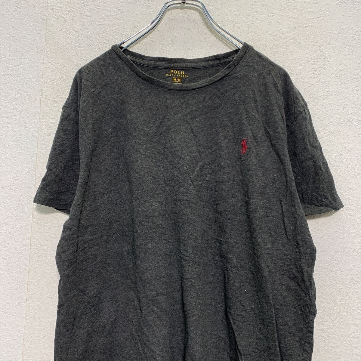 POLO RALPH LAUREN 半袖 ロゴTシャツ M ダークグレー ポロラルフローレン クルーネック ワンポイント 古着卸 アメリカ仕入 a604-5922_画像2