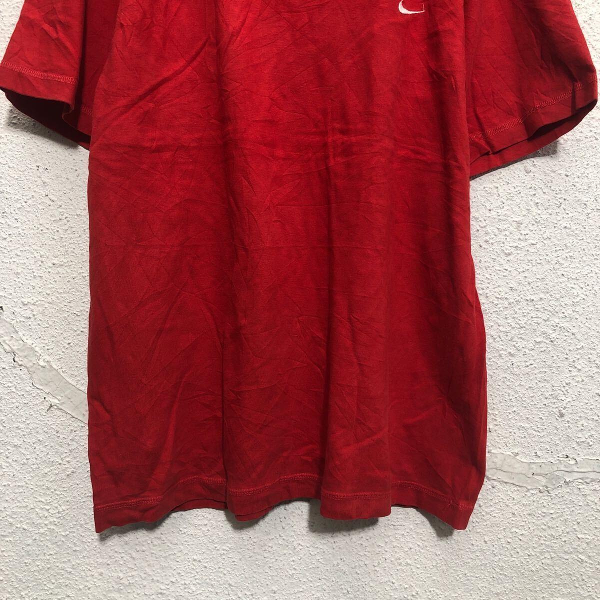 NIKE 半袖 ロゴ Tシャツ ナイキ M レッド シンプル 無地 刺繍 クルーネック 古着卸 アメリカ仕入 a604-5912_画像3