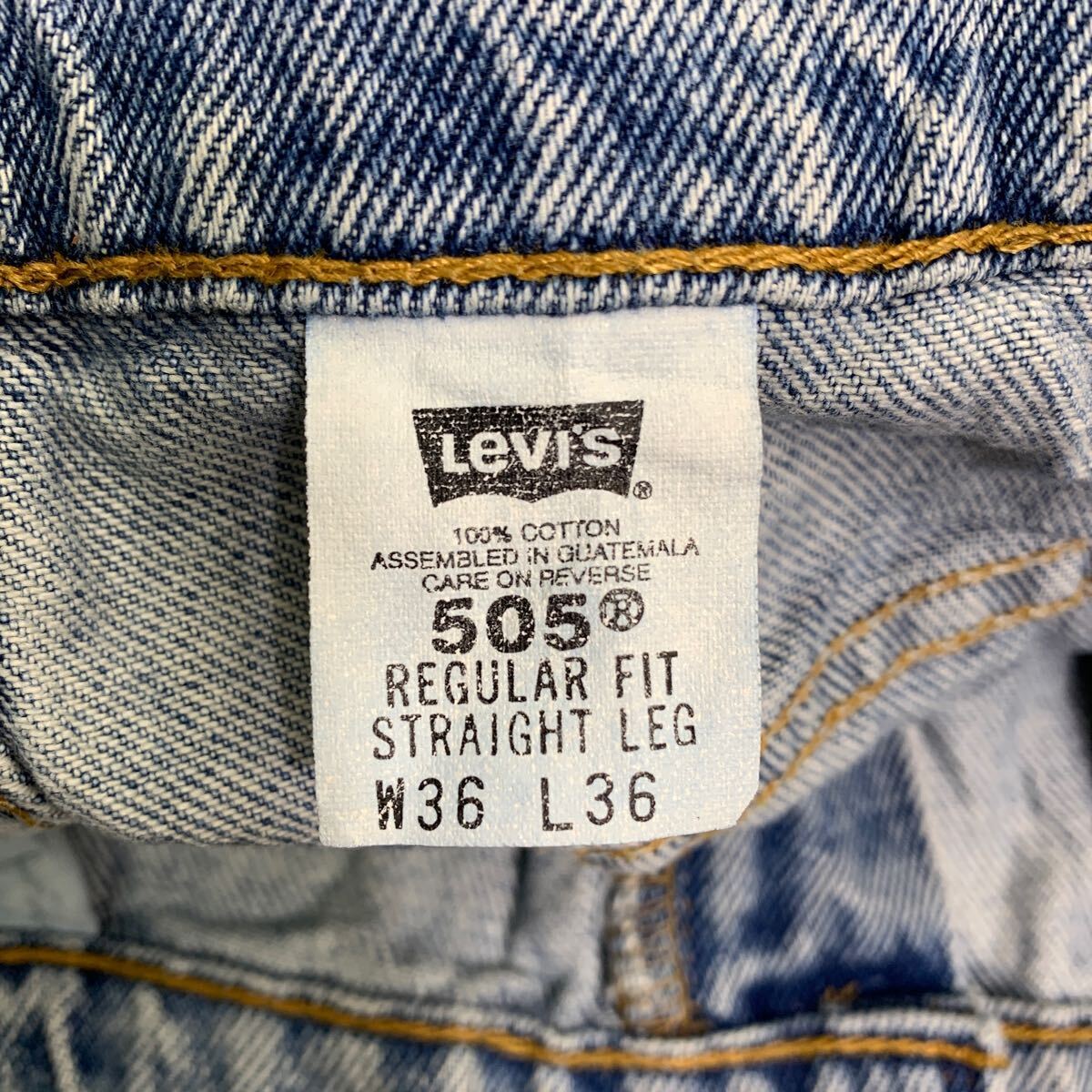 Levi's 505 デニムパンツ W36 リーバイス レギュラーフィット ビッグサイズ ライトブルー コットン 古着卸 アメリカ仕入 2404-554_画像10