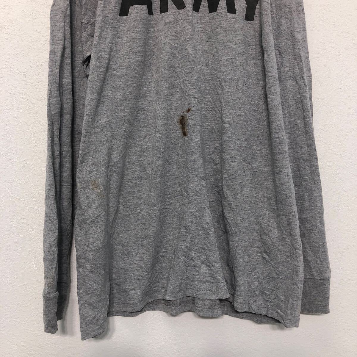 U.S.ARMY 長袖 プリント Tシャツ XL~ ユーエスアーミー グレー IPFU モックネック 古着卸 アメリカ仕入 a604-6123_画像3