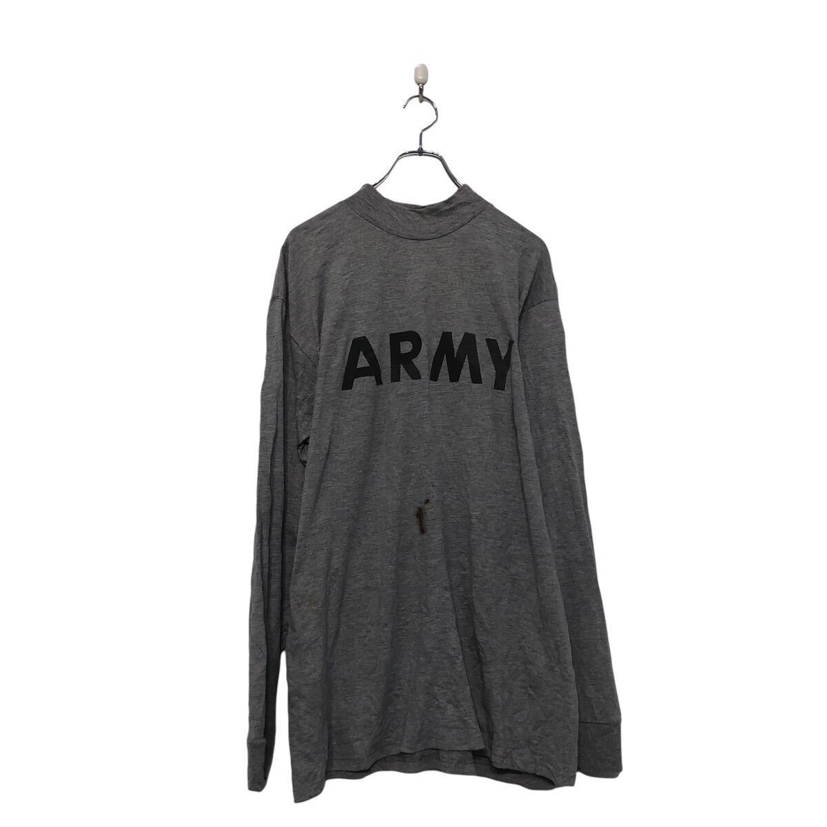 U.S.ARMY 長袖 プリント Tシャツ XL~ ユーエスアーミー グレー IPFU モックネック 古着卸 アメリカ仕入 a604-6123_画像1