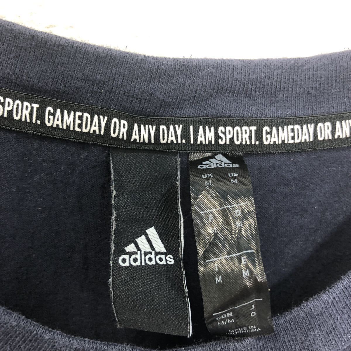 adidas 半袖 ロゴ Tシャツ アディダス M ネイビー ホワイト シンプル クルーネック 古着卸 アメリカ仕入 a604-6129_画像7