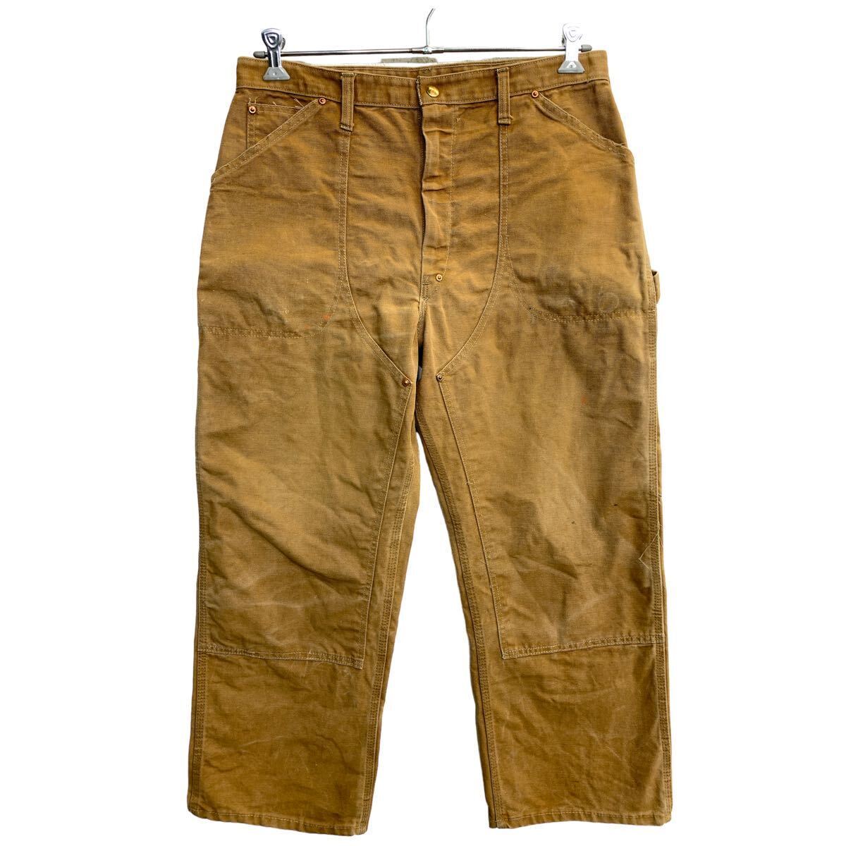 Carhartt ワークパンツ W35 カーハート ダブルニー ブラウン TALONジップ 古着卸 アメリカ仕入 2404-612_画像1