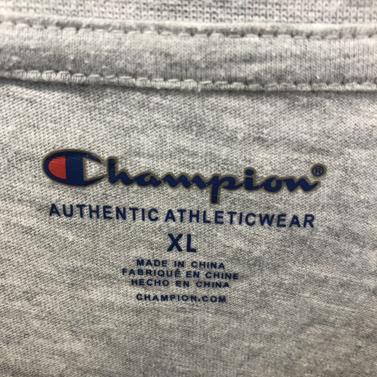 Champion 長袖 ロゴ Tシャツ チャンピオン XL グレー ネイビー プリント クルーネック 古着卸 アメリカ仕入 a604-6087_画像7