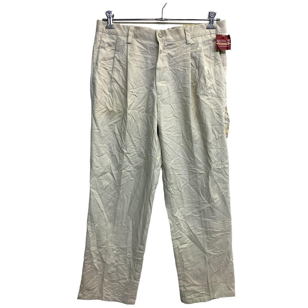 DOCKERS チノパン W34 ドッカーズ タックパンツ クラシックフィット オフホワイト コットン 古着卸 アメリカ仕入 2404-691_画像1