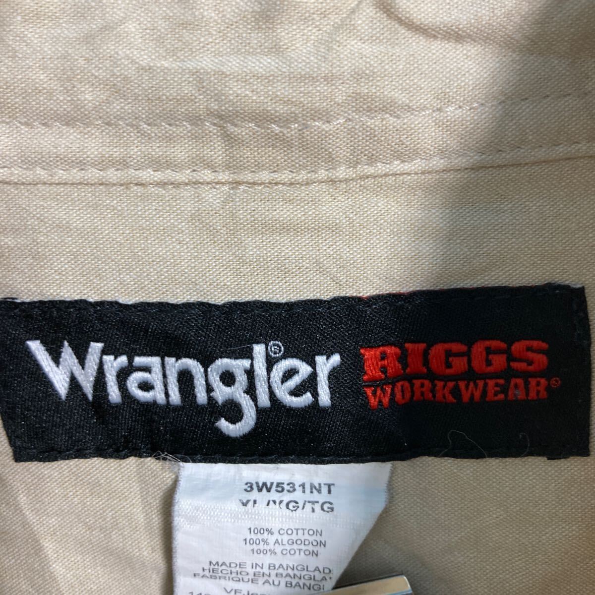 Wrangler 半袖 無地 シャツ XL ベージュ ラングラー ビッグサイズ 2ポケット 古着卸 アメリカ仕入 a604-6418_画像7
