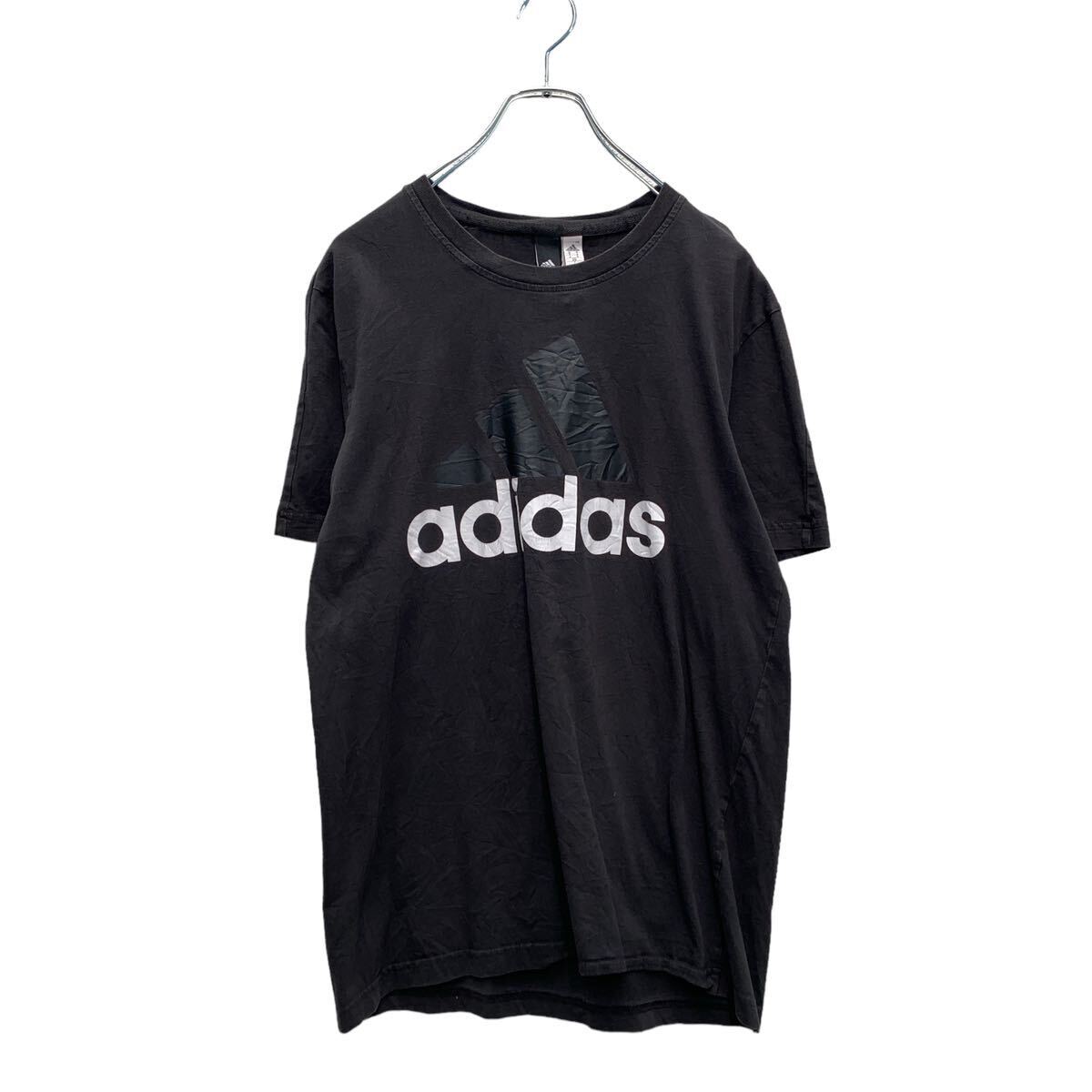 adidas 半袖 ロゴTシャツ M ブラック アディダス クルーネック ビッグロゴ 古着卸 アメリカ仕入 a604-6603_画像1