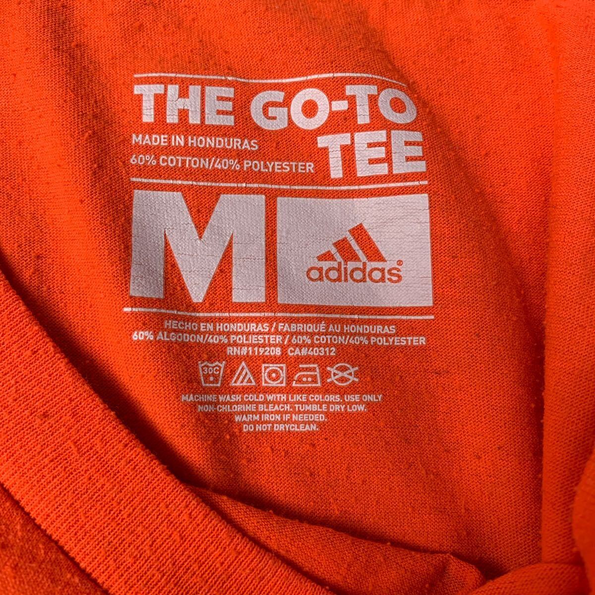 adidas 半袖 ロゴTシャツ M ネオンオレンジ アディダス クルーネック ビッグロゴ 古着卸 アメリカ仕入 a604-6655_画像10