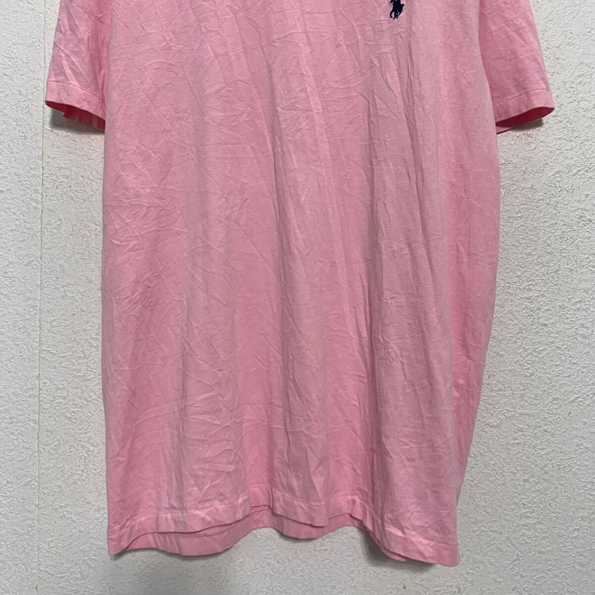 POLO RALPH LAUREN 半袖 ロゴTシャツ M ピンク ポロラルフローレン Ｖネック ワンポイント 古着卸 アメリカ仕入 a604-6956_画像3