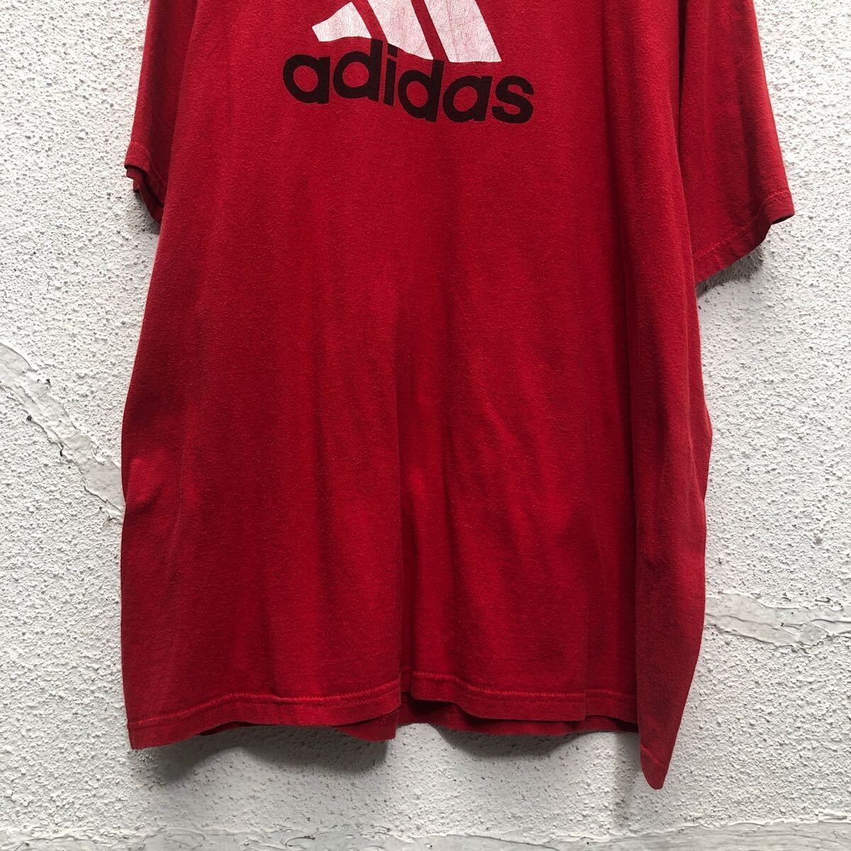 adidas 半袖 ロゴ Tシャツ アディダス レッド XL ビッグサイズ クルーネック プリント 古着卸 アメリカ仕入 a604-6922_画像3