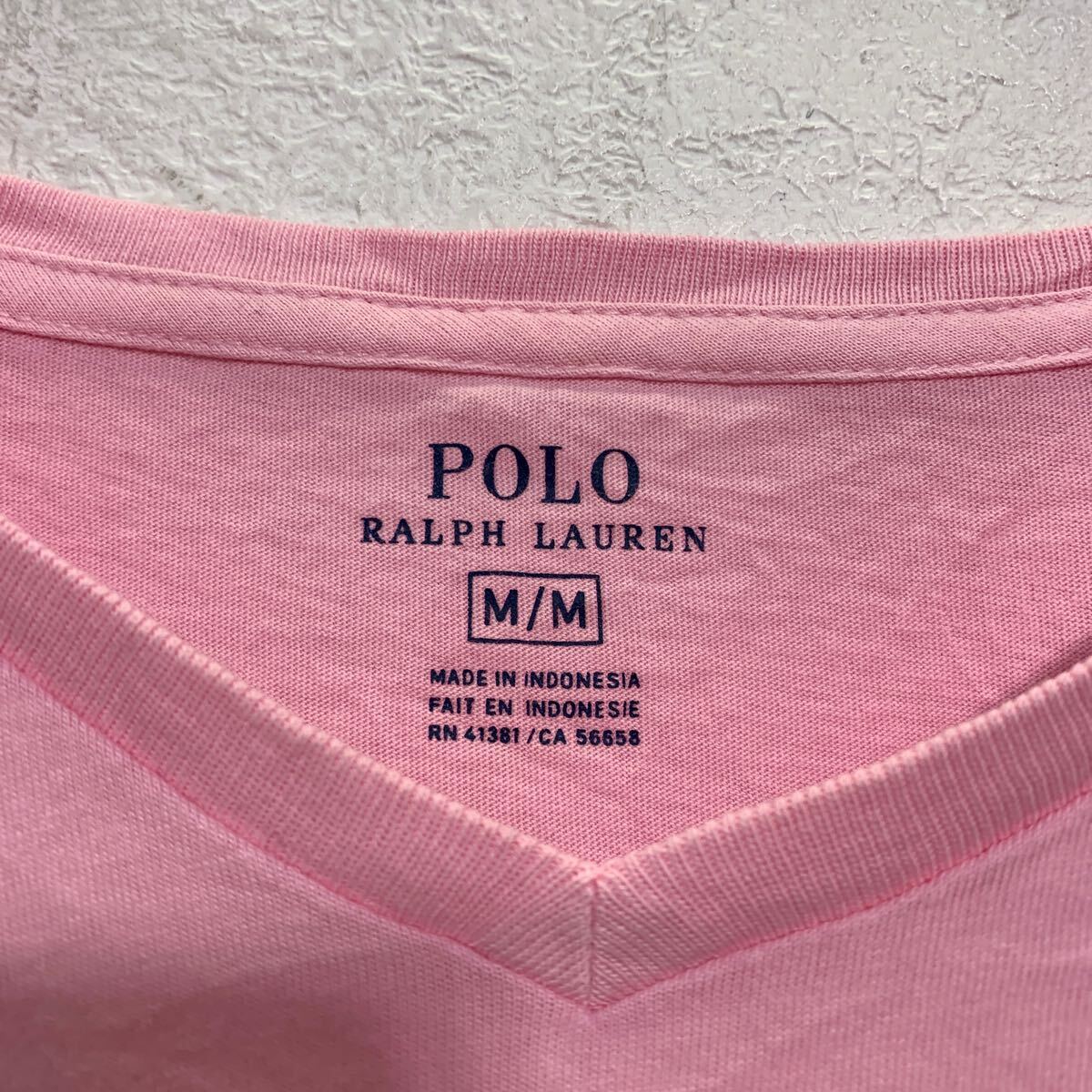 POLO RALPH LAUREN 半袖 ロゴTシャツ M ピンク ポロラルフローレン Ｖネック ワンポイント 古着卸 アメリカ仕入 a604-6956_画像7
