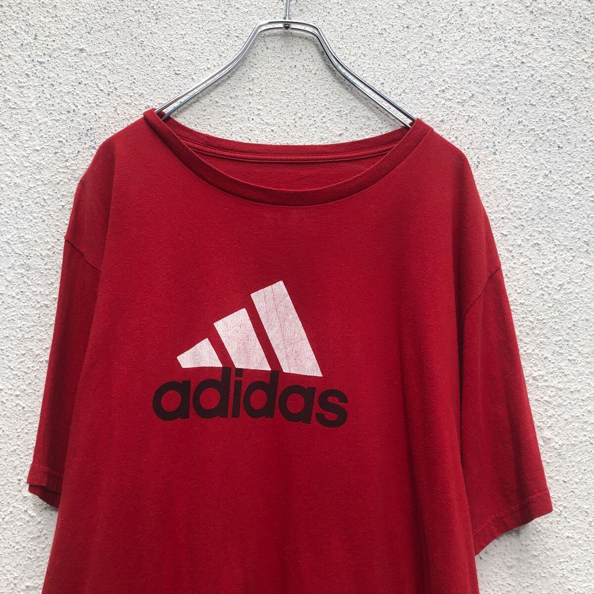 adidas 半袖 ロゴ Tシャツ アディダス レッド XL ビッグサイズ クルーネック プリント 古着卸 アメリカ仕入 a604-6922_画像2