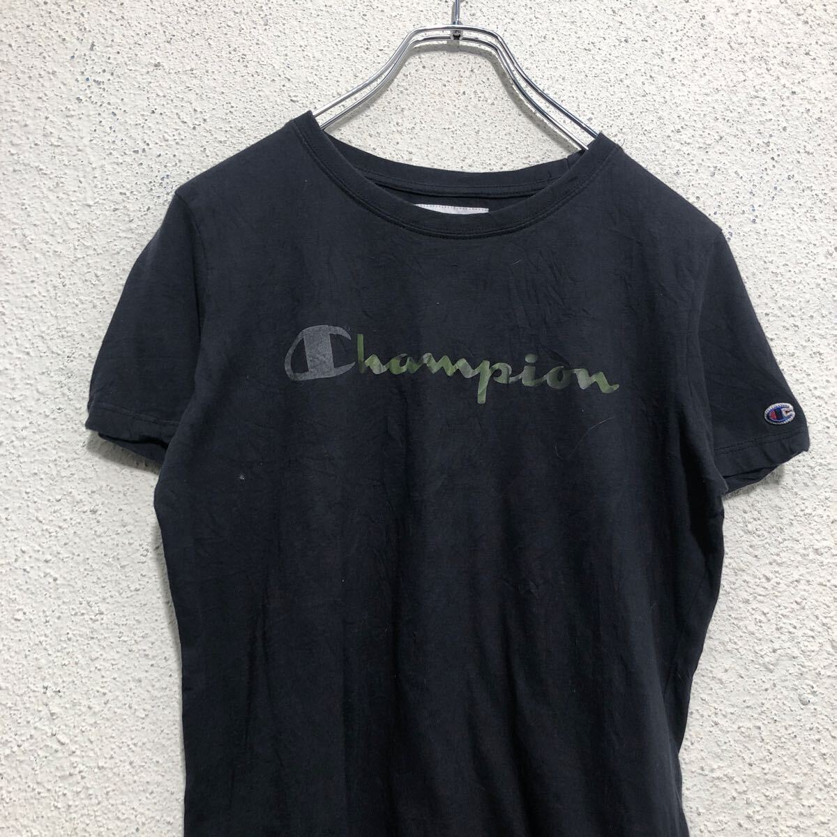 Champion 半袖 ロゴ Tシャツ チャンピオン キッズ S ブラック プリント 古着卸 アメリカ仕入 a604-7063_画像2